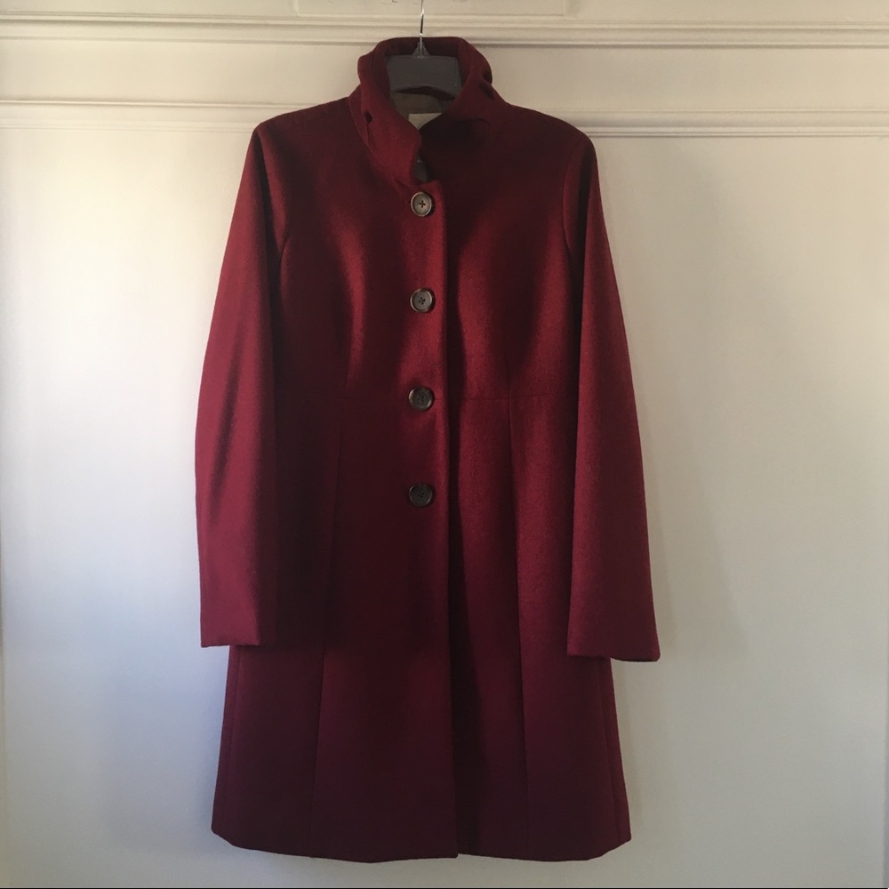 J. Crew Maroon Coat with Unique Collar
